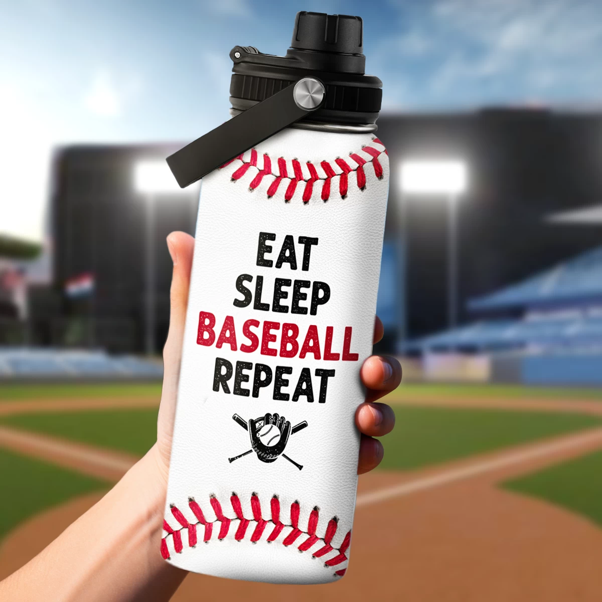 Baseball Water Bottle 32 Oz - Insulated Stainless Steel Sport Bottles With Lid - Baseball Gift For Men Players Fan Coach 9 Baseball Water Bottle 32 Oz - Insulated Stainless Steel Sport Bottles With Lid - Baseball Gift For Men Players Fan Coach - Image 7