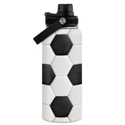 Soccer Water Bottle With Lid - 32oz Insulated Stainless Steel Sport Bottles - Gift For Men Soccer Player Fan Coach