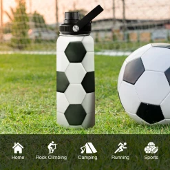 Soccer Water Bottle With Lid - 32oz Insulated Stainless Steel Sport Bottles - Gift For Men Soccer Player Fan Coach -Gift Series Store FBSJWBTALI290224002 2832 29 20mk6