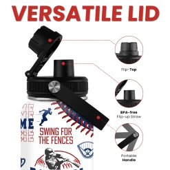 Baseball Water Bottle - 32oz Stainless Steel Insulated Sport Bottles With Lid - Gift For Men Baseball Lover Player Fan Coach -Gift Series Store FBSJWBTALI310124001 2832 29 20mk4