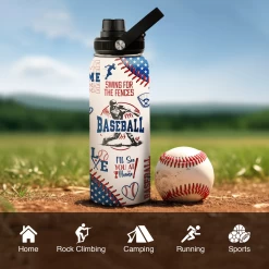 Baseball Water Bottle - 32oz Stainless Steel Insulated Sport Bottles With Lid - Gift For Men Baseball Lover Player Fan Coach -Gift Series Store FBSJWBTALI310124001 2832 29 20mk6