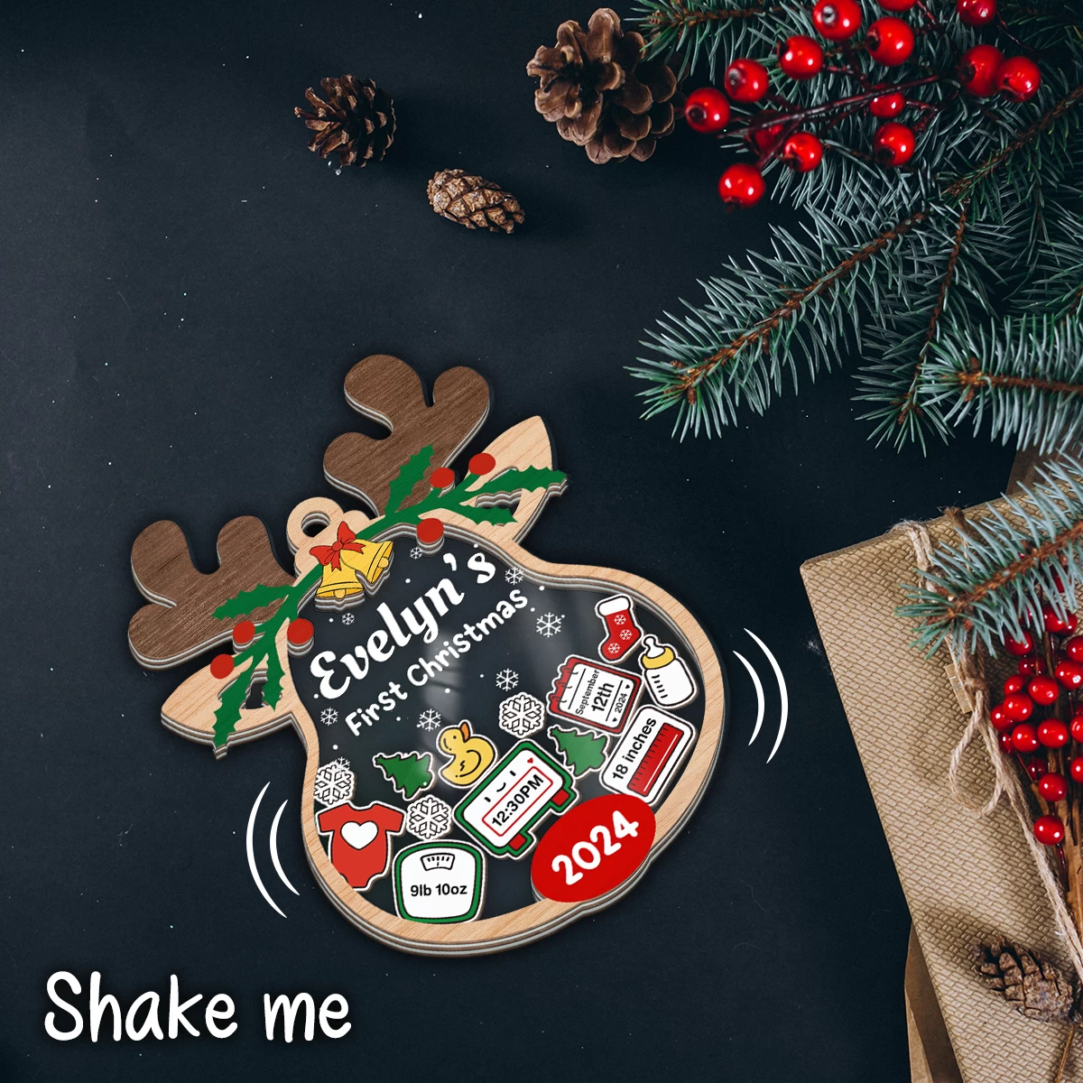 Personalized Baby's First Christmas Ornament - Customized Baby Stats 5 Layered Wooden Ornament, Chirstmas Shaker Ornament, Gift For New Boys Girls Newborn Infant Toddler 8 Personalized Baby's First Christmas Ornament - Customized Baby Stats 5 Layered Wooden Ornament, Chirstmas Shaker Ornament, Gift For New Boys Girls Newborn Infant Toddler - Image 6