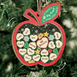 Personalized Teacher Christmas Ornament - Custom Names 5 Layered Wooden Ornament, Shaker Ornament Gifts For Teacher On Teacher's Day, Back To School