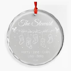 Personalized Family Ornament Crystal Glass, Christmas Hanging Tree Keepsake Gifts For Family, Men Women, Housewarming