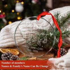 Personalized Family Ornament Crystal Glass, Christmas Hanging Tree Keepsake Gifts For Family, Men Women, Housewarming -Gift Series Store FMSJGOHUTT170824001 MK02