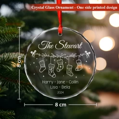 Personalized Family Ornament Crystal Glass, Christmas Hanging Tree Keepsake Gifts For Family, Men Women, Housewarming -Gift Series Store FMSJGOHUTT170824001 MK03