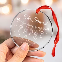 Personalized Family Ornament Crystal Glass, Christmas Hanging Tree Keepsake Gifts For Family, Men Women, Housewarming -Gift Series Store FMSJGOHUTT170824001 MK04