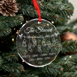 Personalized Family Ornament Crystal Glass, Christmas Hanging Tree Keepsake Gifts For Family, Men Women, Housewarming -Gift Series Store FMSJGOHUTT170824001 MK06