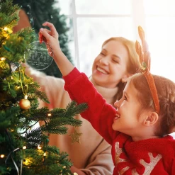 Personalized Family Ornament Crystal Glass, Christmas Hanging Tree Keepsake Gifts For Family, Men Women, Housewarming -Gift Series Store FMSJGOHUTT170824001 MK07A