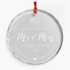 Personalized First Christmas Married Ornament - Newlywed Gifts, Glass Ornament For Couple, Christmas Tree Decoration -Gift Series Store FMSJGOLTTT060824001 MK01A