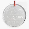 Personalized First Christmas Married Ornament For Couple - Newlywed Gifts, Crystal Glass Ornaments Christmas Decoration -Gift Series Store FMSJGOLTTT060824002 MK01A