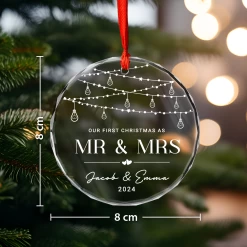 Personalized First Christmas Married Ornament For Couple - Newlywed Gifts, Crystal Glass Ornaments Christmas Decoration 13 Personalized First Christmas Married Ornament For Couple - Newlywed Gifts, Crystal Glass Ornaments Christmas Decoration -Gift Series Store FMSJGOLTTT060824002 MK03