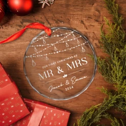 Personalized First Christmas Married Ornament For Couple - Newlywed Gifts, Crystal Glass Ornaments Christmas Decoration 15 Personalized First Christmas Married Ornament For Couple - Newlywed Gifts, Crystal Glass Ornaments Christmas Decoration -Gift Series Store FMSJGOLTTT060824002 MK05