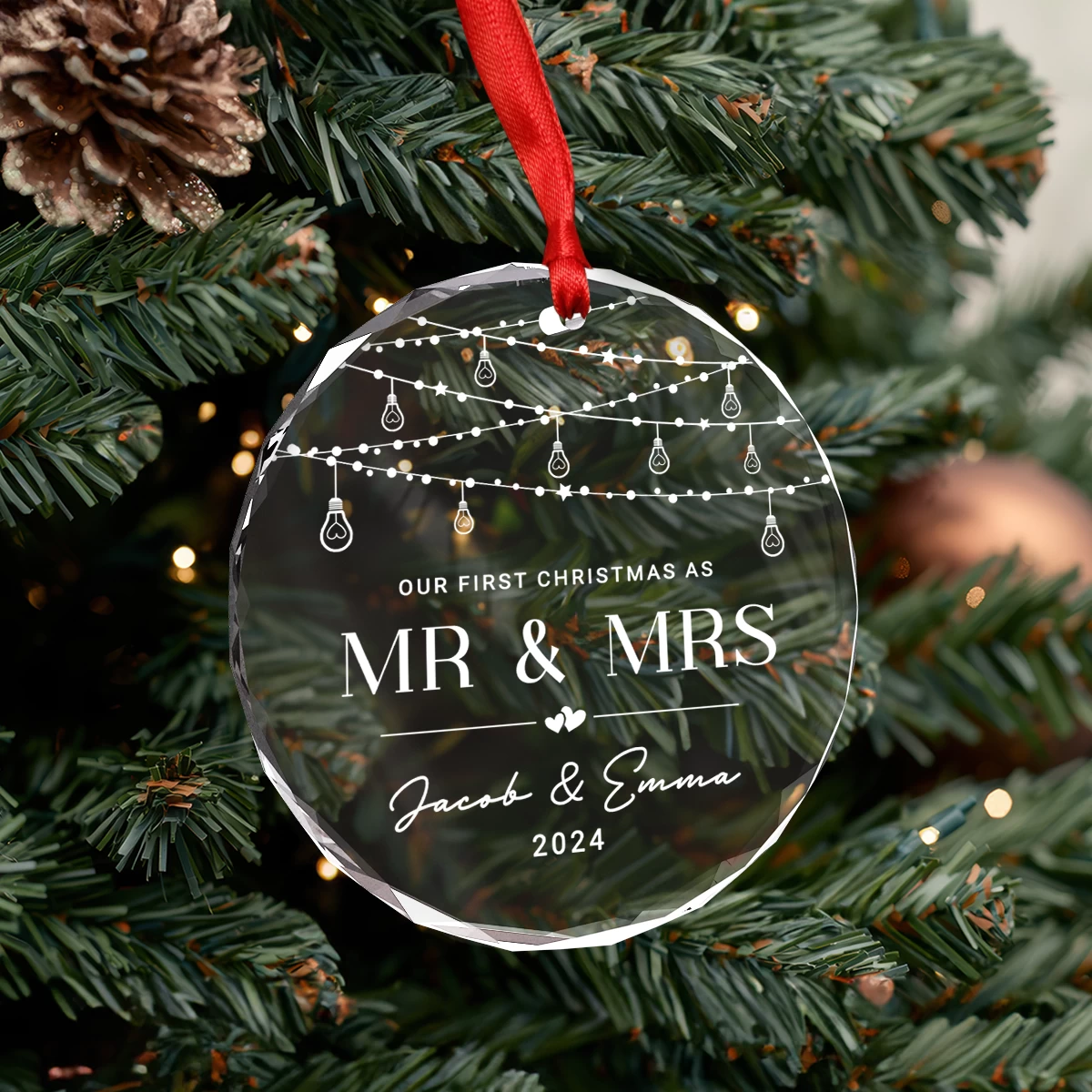 Personalized First Christmas Married Ornament For Couple - Newlywed Gifts, Crystal Glass Ornaments Christmas Decoration 9 Personalized First Christmas Married Ornament For Couple - Newlywed Gifts, Crystal Glass Ornaments Christmas Decoration - Image 7