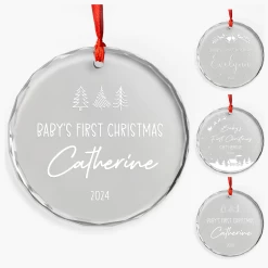 Personalized Baby's First Christmas Ornament - Newborn Glass Ornament, New Parents Gifts, Christmas Hanging Decoration