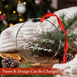 Personalized Baby's First Christmas Ornament - Newborn Glass Ornament, New Parents Gifts, Christmas Hanging Decoration -Gift Series Store FMSJGOTNTT200824002 MK02