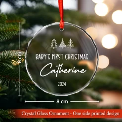 Personalized Baby's First Christmas Ornament - Newborn Glass Ornament, New Parents Gifts, Christmas Hanging Decoration -Gift Series Store FMSJGOTNTT200824002 MK03