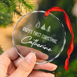 Personalized Baby's First Christmas Ornament - Newborn Glass Ornament, New Parents Gifts, Christmas Hanging Decoration -Gift Series Store FMSJGOTNTT200824002 MK04