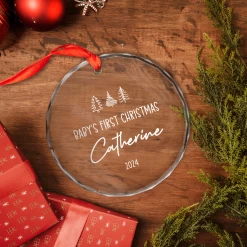 Personalized Baby's First Christmas Ornament - Newborn Glass Ornament, New Parents Gifts, Christmas Hanging Decoration -Gift Series Store FMSJGOTNTT200824002 MK05