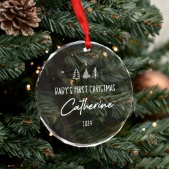 Personalized Baby's First Christmas Ornament - Newborn Glass Ornament, New Parents Gifts, Christmas Hanging Decoration -Gift Series Store FMSJGOTNTT200824002 MK06