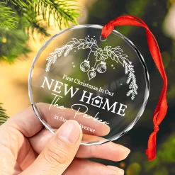 Personalized New Home Glass Ornament - First Christmas In New Home, Housewarming, Christmas Hanging Decoration -Gift Series Store FMSJGOTNTT200824004 MK04