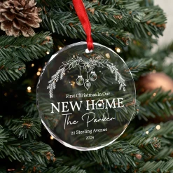 Personalized New Home Glass Ornament - First Christmas In New Home, Housewarming, Christmas Hanging Decoration -Gift Series Store FMSJGOTNTT200824004 MK06