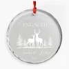 Personalized Engagement Gifts For Couple - First Christmas Engaged Crystal Glass Ornament, Christmas Decoration