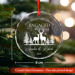 Personalized Engagement Gifts For Couple - First Christmas Engaged Crystal Glass Ornament, Christmas Decoration -Gift Series Store FMSJGOTNTT200824005 MK03