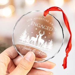 Personalized Engagement Gifts For Couple - First Christmas Engaged Crystal Glass Ornament, Christmas Decoration -Gift Series Store FMSJGOTNTT200824005 MK04