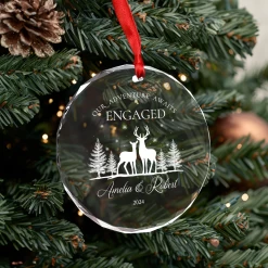 Personalized Engagement Gifts For Couple - First Christmas Engaged Crystal Glass Ornament, Christmas Decoration -Gift Series Store FMSJGOTNTT200824005 MK06