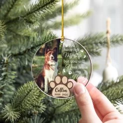 Personalized Dog Memorial Ornaments You Will Never Leave My Heart Acrylic Ornament Christmas Keepsake Sympathy Remembrance Gift -Gift Series Store FMSJOAAKPV210823001 MK6
