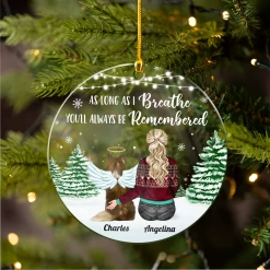 Personalized Dog Memorial Ornaments As Long As I Breathe You Will Be Remembered Acrylic Ornament Christmas Keepsake Sympathy Remembrance Gift -Gift Series Store FMSJOAAKPV210823002b MK04