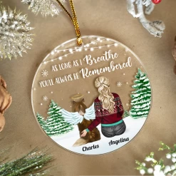 Personalized Dog Memorial Ornaments As Long As I Breathe You Will Be Remembered Acrylic Ornament Christmas Keepsake Sympathy Remembrance Gift -Gift Series Store FMSJOAAKPV210823002b MK05