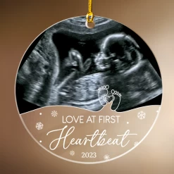 Personalized Bumps First Christmas Acrylic Ornaments Sonogram Ultrasound Picture Photo Pregnancy Announcement Ornament Keepsake Gifts For New Grandparents Expecting Parents