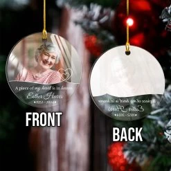 Personalized Memorial Ornaments With Photo Picture A Piece Of My Heart Is In Heaven Acrylic Christmas Ornament Sympathy Remembrance Keepsake Lost Loved One Gifts -Gift Series Store FMSJOAHNHA010823001 MK3