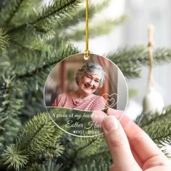 Personalized Memorial Ornaments With Photo Picture A Piece Of My Heart Is In Heaven Acrylic Christmas Ornament Sympathy Remembrance Keepsake Lost Loved One Gifts -Gift Series Store FMSJOAHNHA010823001 MK6