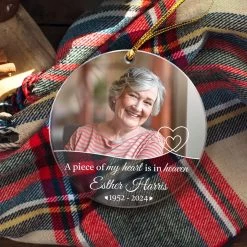Personalized Memorial Ornaments With Photo Picture A Piece Of My Heart Is In Heaven Acrylic Christmas Ornament Sympathy Remembrance Keepsake Lost Loved One Gifts -Gift Series Store FMSJOAHNHA010823001 MK8