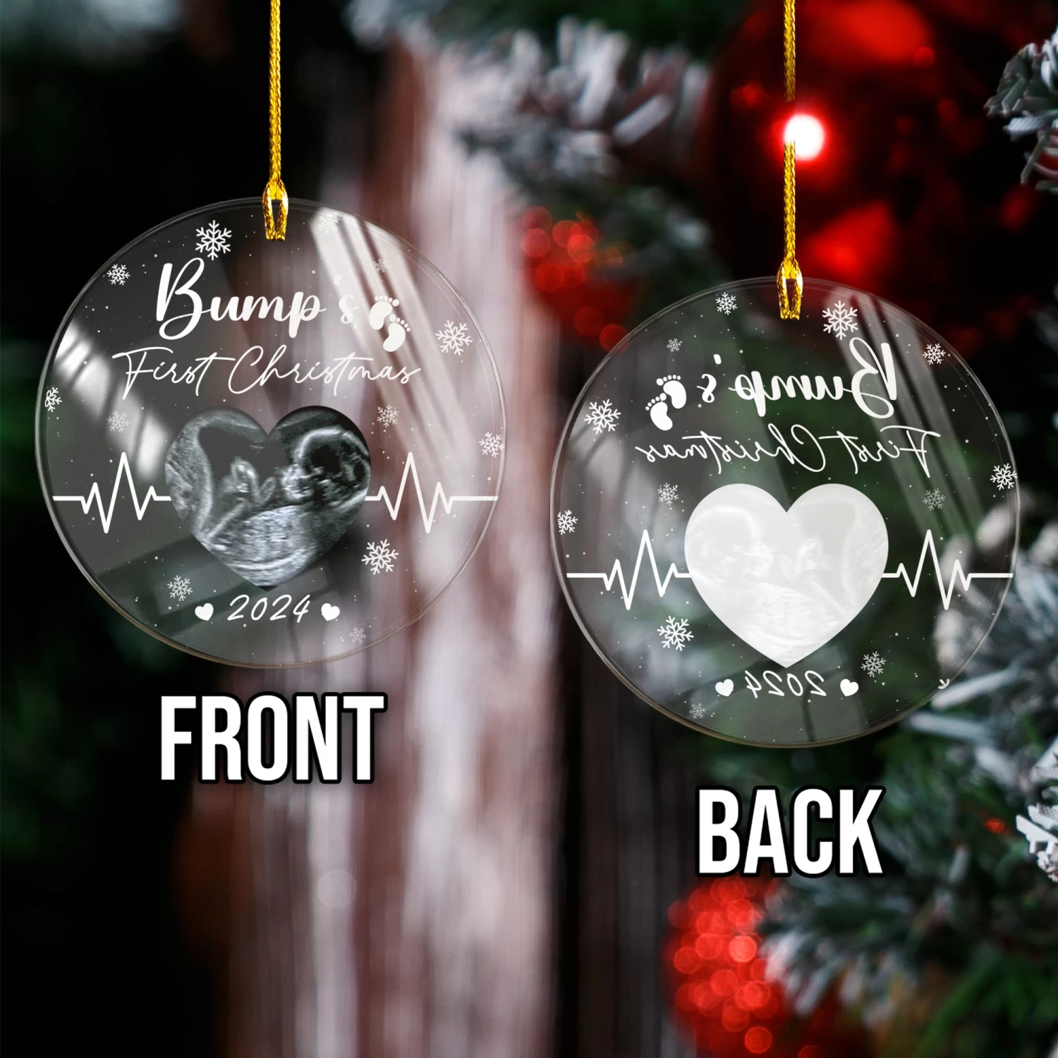 Personalized Bumps First Christmas Ornaments Sonogram Ultrasound Pregnancy Announcement Acrylic Ornament Gift 6 Personalized Bumps First Christmas Ornaments Sonogram Ultrasound Pregnancy Announcement Acrylic Ornament Gift - Image 4