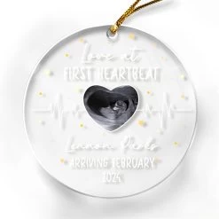 Personalized Bumps First Christmas Ornaments With Sonogram Ultrasound Photo Picture Pregnancy Announcement Acrylic Ornament Gifts For Expecting Parents Grandparents