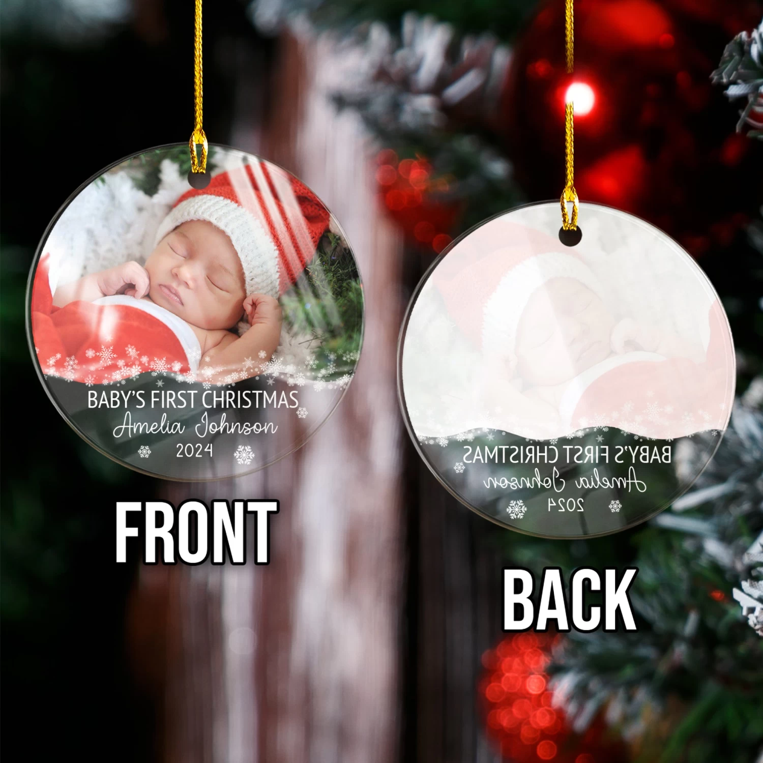 Personalized Baby's First Christmas Ornament Babys 1st Xmas Acrylic Ornaments With Photo Picture Keepsake Gifts For Newborn Babies 6 Personalized Baby's First Christmas Ornament Babys 1st Xmas Acrylic Ornaments With Photo Picture Keepsake Gifts For Newborn Babies - Image 4