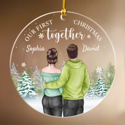 Personalized First Christmas Together Ornament Couple Christmas Acrylic Ornaments Keepsake Gifts For Couples Boyfriend Girlfriend Hanging Xmas Tree Decorations