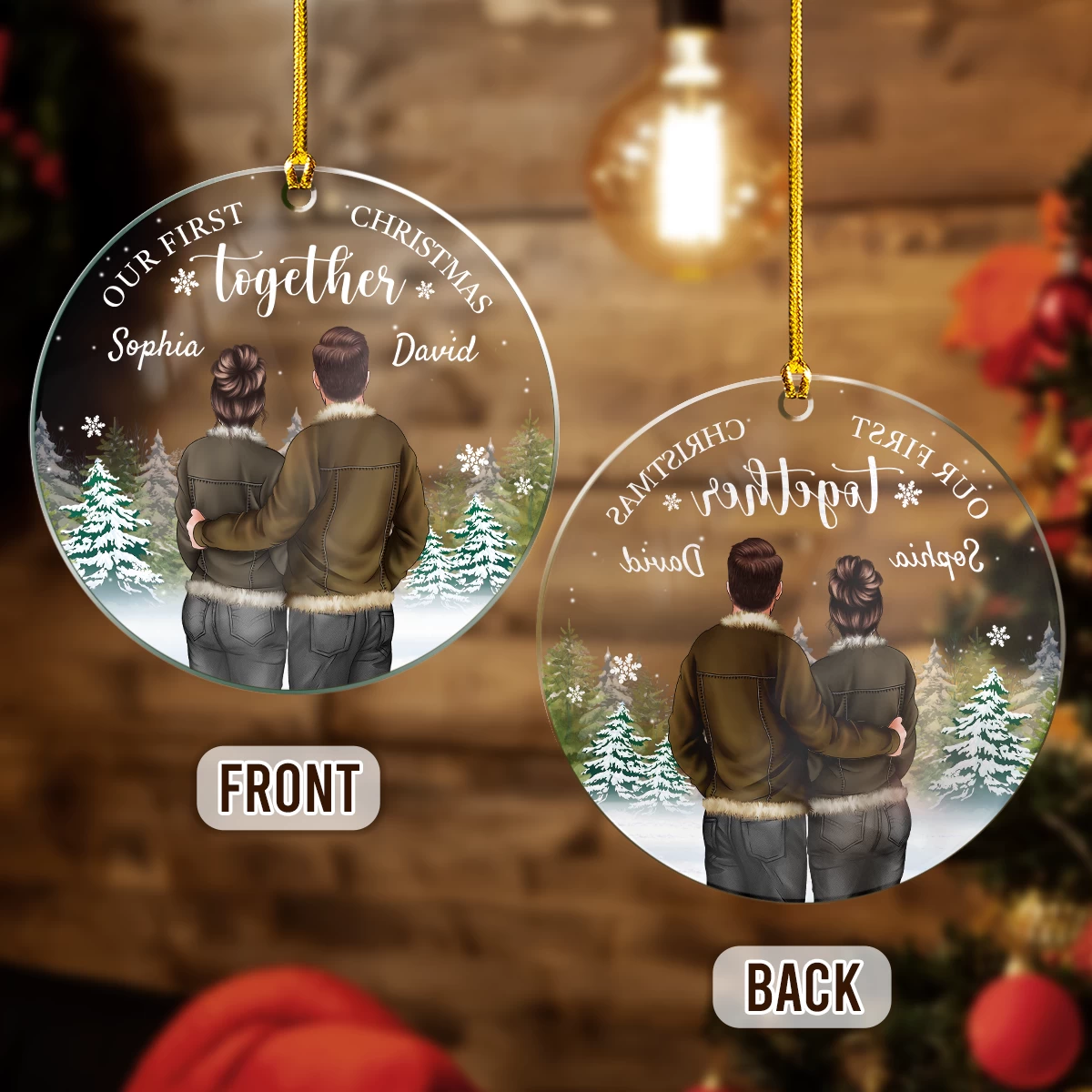 Personalized First Christmas Together Ornament Couple Christmas Acrylic Ornaments Keepsake Gifts For Couples Boyfriend Girlfriend Hanging Xmas Tree Decorations 5 Personalized First Christmas Together Ornament Couple Christmas Acrylic Ornaments Keepsake Gifts For Couples Boyfriend Girlfriend Hanging Xmas Tree Decorations - Image 3