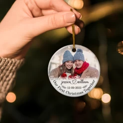 Personalized First Christmas Together Ornament Custom Photo Picture Ceramic Christmas Ornaments Keepsake Gifts For Couple Newlywed Xmas Tree Decorations -Gift Series Store FMSJOCAKHA180723002 20Mk3