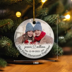 Personalized First Christmas Together Ornament Custom Photo Picture Ceramic Christmas Ornaments Keepsake Gifts For Couple Newlywed Xmas Tree Decorations -Gift Series Store FMSJOCAKHA180723002 20Mk4
