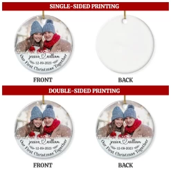 Personalized First Christmas Together Ornament Custom Photo Picture Ceramic Christmas Ornaments Keepsake Gifts For Couple Newlywed Xmas Tree Decorations -Gift Series Store FMSJOCAKHA180723002 20Mk7