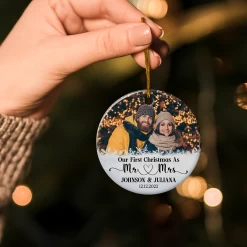 Personalized First Christmas As Mr And Mrs Ornament With Photo Picture Customized Ceramic Christmas Ornaments Marriage Wedding Keepsakes Gifts For Couple Wife Husband Xmas Tree Decor -Gift Series Store FMSJOCAKPV140723002 20Mk3 35f7fcac 19db 460c 9cde 6c2afc97f390
