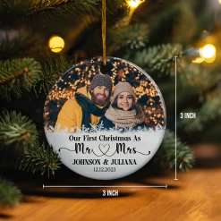 Personalized First Christmas As Mr And Mrs Ornament With Photo Picture Customized Ceramic Christmas Ornaments Marriage Wedding Keepsakes Gifts For Couple Wife Husband Xmas Tree Decor -Gift Series Store FMSJOCAKPV140723002 20Mk4 f167a003 2ead 4999 a9f3 37c91e61db4d