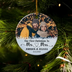 Personalized First Christmas As Mr And Mrs Ornament With Photo Picture Customized Ceramic Christmas Ornaments Marriage Wedding Keepsakes Gifts For Couple Wife Husband Xmas Tree Decor -Gift Series Store FMSJOCAKPV140723002 20Mk5 524f3bc9 4608 422a bd69 13f8e5d60321