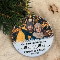 Personalized First Christmas As Mr And Mrs Ornament With Photo Picture Customized Ceramic Christmas Ornaments Marriage Wedding Keepsakes Gifts For Couple Wife Husband Xmas Tree Decor -Gift Series Store FMSJOCAKPV140723002 20Mk6 a1237e37 2525 4d03 8b80 1d6c9d542f76
