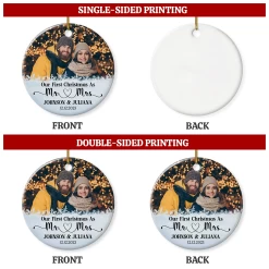 Personalized First Christmas As Mr And Mrs Ornament With Photo Picture Customized Ceramic Christmas Ornaments Marriage Wedding Keepsakes Gifts For Couple Wife Husband Xmas Tree Decor -Gift Series Store FMSJOCAKPV140723002 20Mk7 b1265141 8760 4b23 9229 d38be59ee8a8